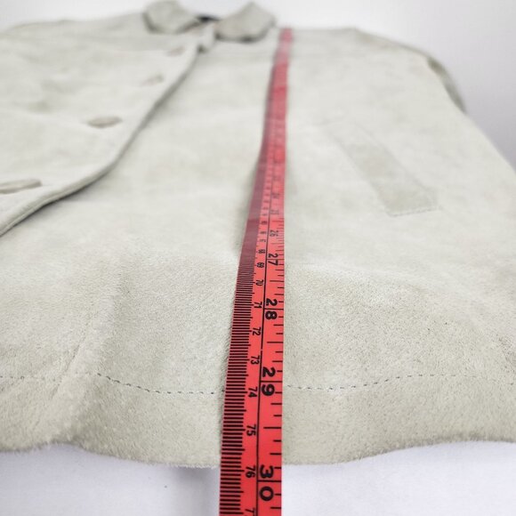 Genuine Leather Sage Green Suede Chore Coat Spring Jacket Coastal Cowgirl Boho - Picture 12 of 16